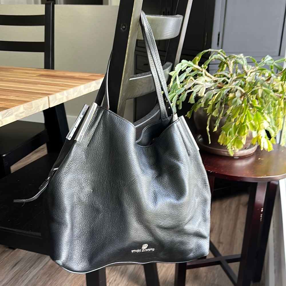 Vince Camuto Black Pebble Leather Shoulder Bag